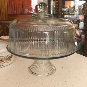 flawless glass pie/cake keeper also punch bowl EUC